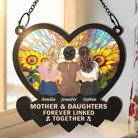 Gift For Mother, Gift For Daughter - Mother & Daughters Forever Linked Together - Personalized Window Hanging Suncatcher Ornament