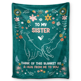 Gift For Women - Hands Holding As A Hug - Personalized Fleece Blanket, Sherpa Blanket