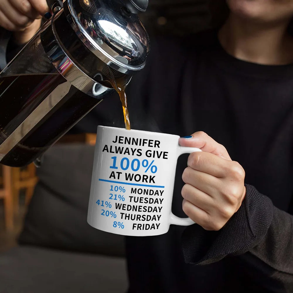 Gifts For Colleagues - Funny Colleague Always Give 100% At Work - Personalized Mug