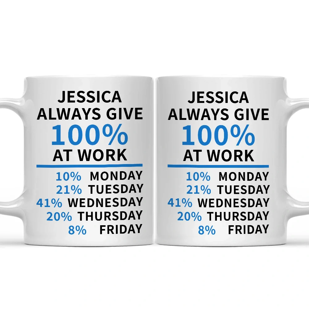 Gifts For Colleagues - Funny Colleague Always Give 100% At Work - Personalized Mug
