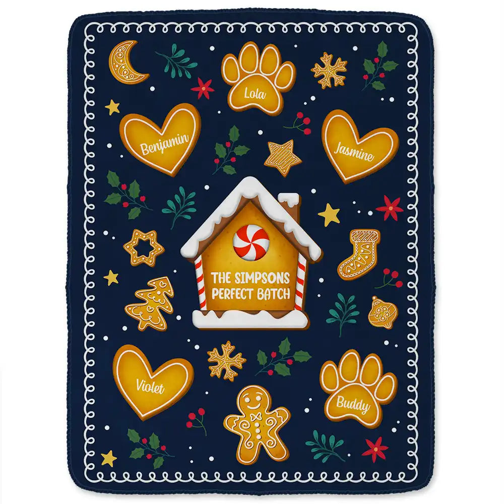 Gift For Couples, Family - Gingerbread Cookie Family Perfect Batch - Personalized Fleece Blanket, Sherpa Blanket