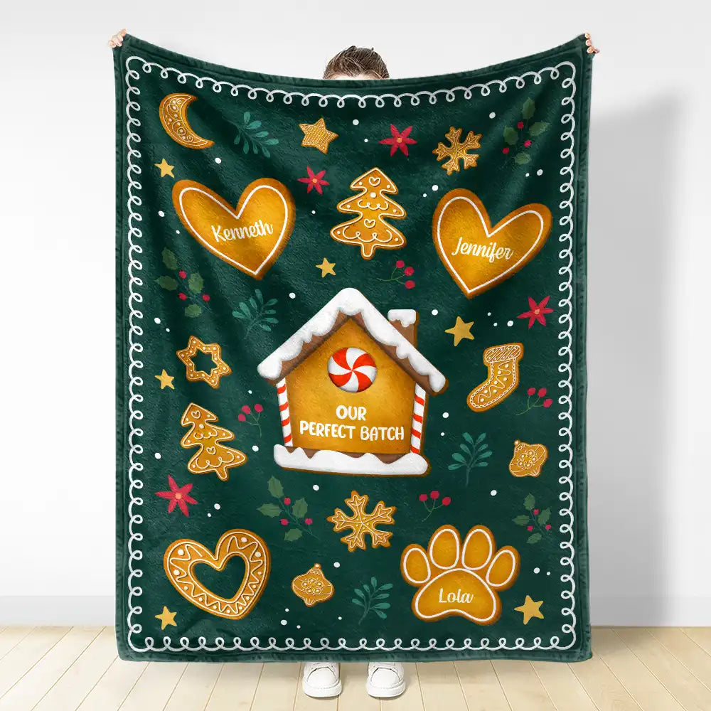 Gift For Couples, Family - Gingerbread Cookie Family Perfect Batch - Personalized Fleece Blanket, Sherpa Blanket