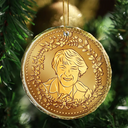 Gift For Yourself,Gift For Men,Gift For Women,Dog Lovers,Cat Lovers,Pet Lovers,Family,Gift For Grandma,Gift For Mother,Gift For Father,Gift For Grandpa,Gift For Daughter,Gift For Son,Gift For Sibling,Gift For Sisters,Gift For Brothers,Gift For Bestie,Gifts For Colleagues - Custom Photo Christmas Golden Coin - Personalized Circle Glass Ornament