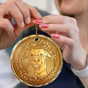 Gift For Yourself,Gift For Men,Gift For Women,Dog Lovers,Cat Lovers,Pet Lovers,Family,Gift For Grandma,Gift For Mother,Gift For Father,Gift For Grandpa,Gift For Daughter,Gift For Son,Gift For Sibling,Gift For Sisters,Gift For Brothers,Gift For Bestie,Gifts For Colleagues - Custom Photo Christmas Golden Coin - Personalized Circle Glass Ornament