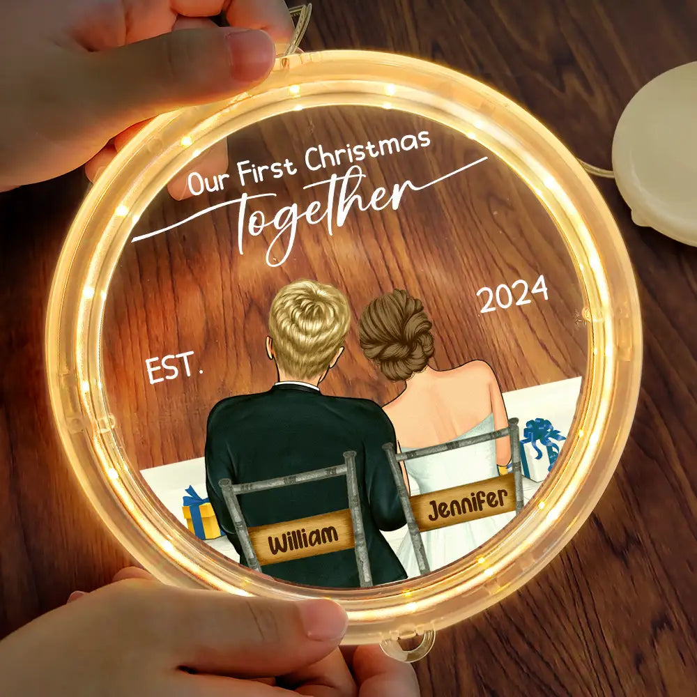 Gift For Couples,Gift For Husband,Gift For Wife - Our First Christmas Married - Personalized LED Pendant Light